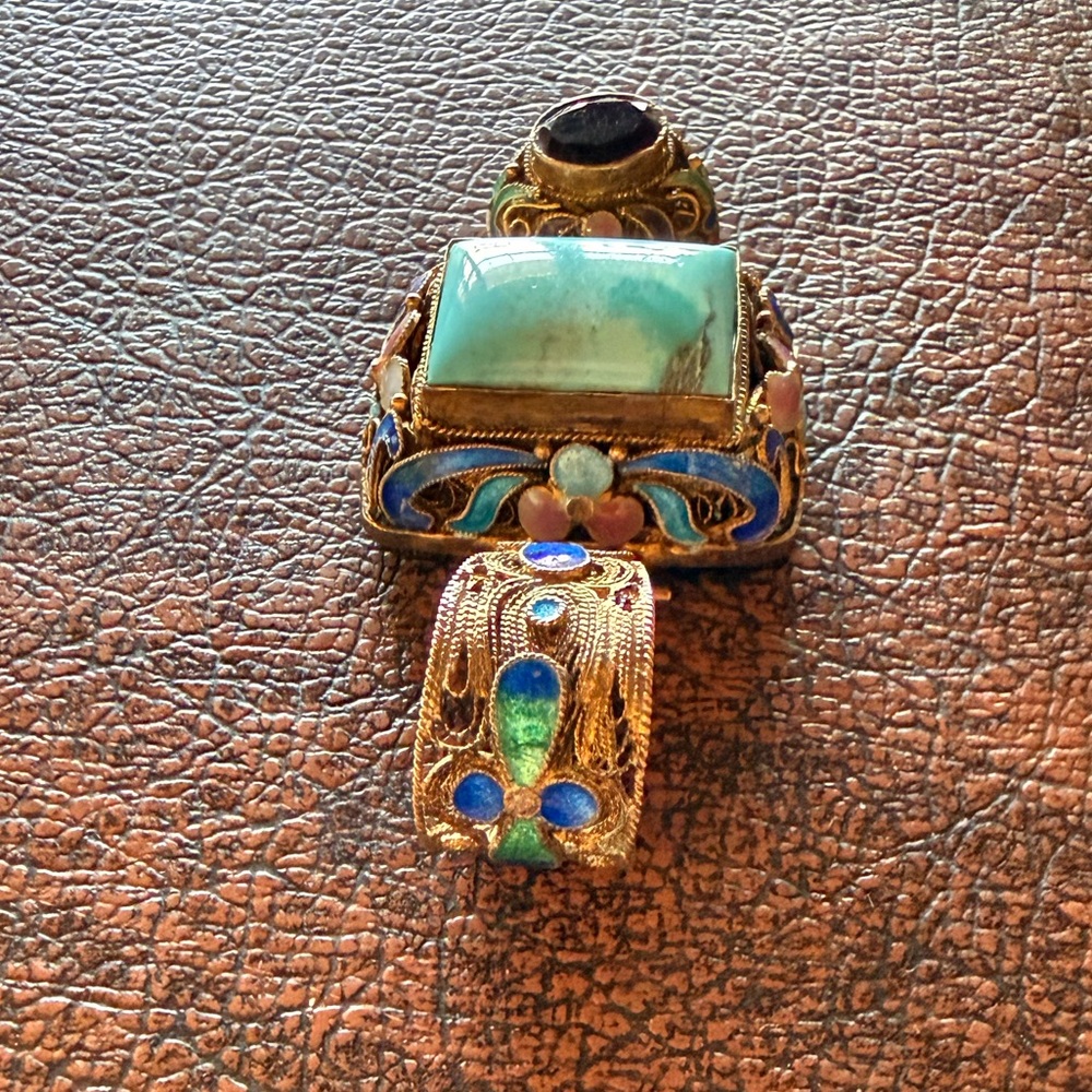 Gold-Tone Pendant Necklace with Turquoise and Amethyst Source Unknown - Picture 7 of 12